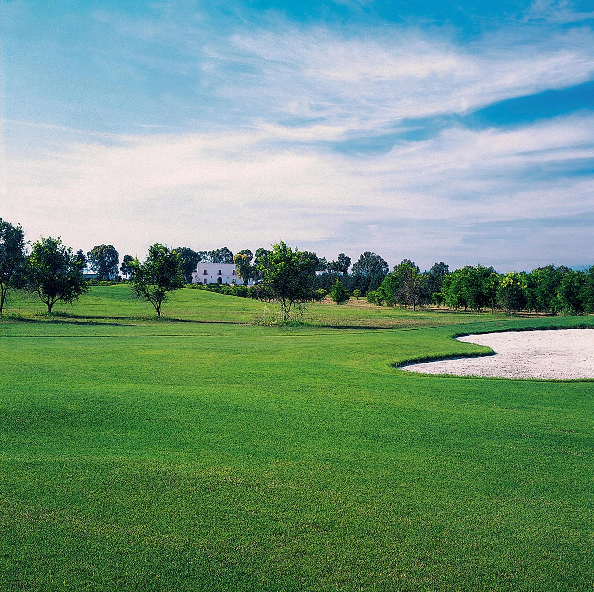 Golf green with sand trap