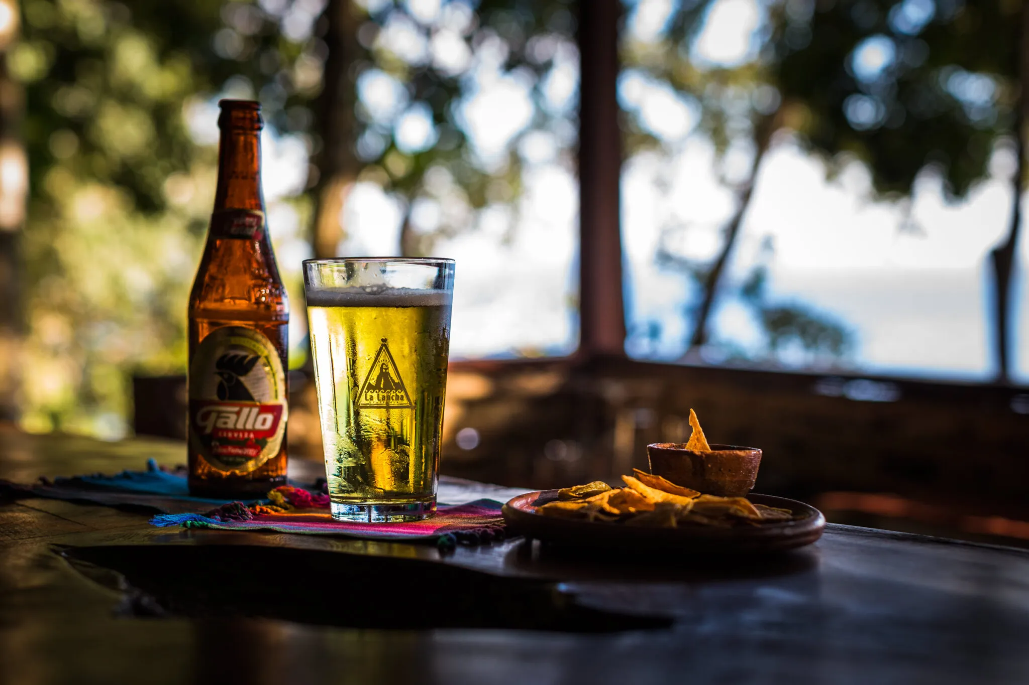 A glass of beer from the bar at La Lancha.