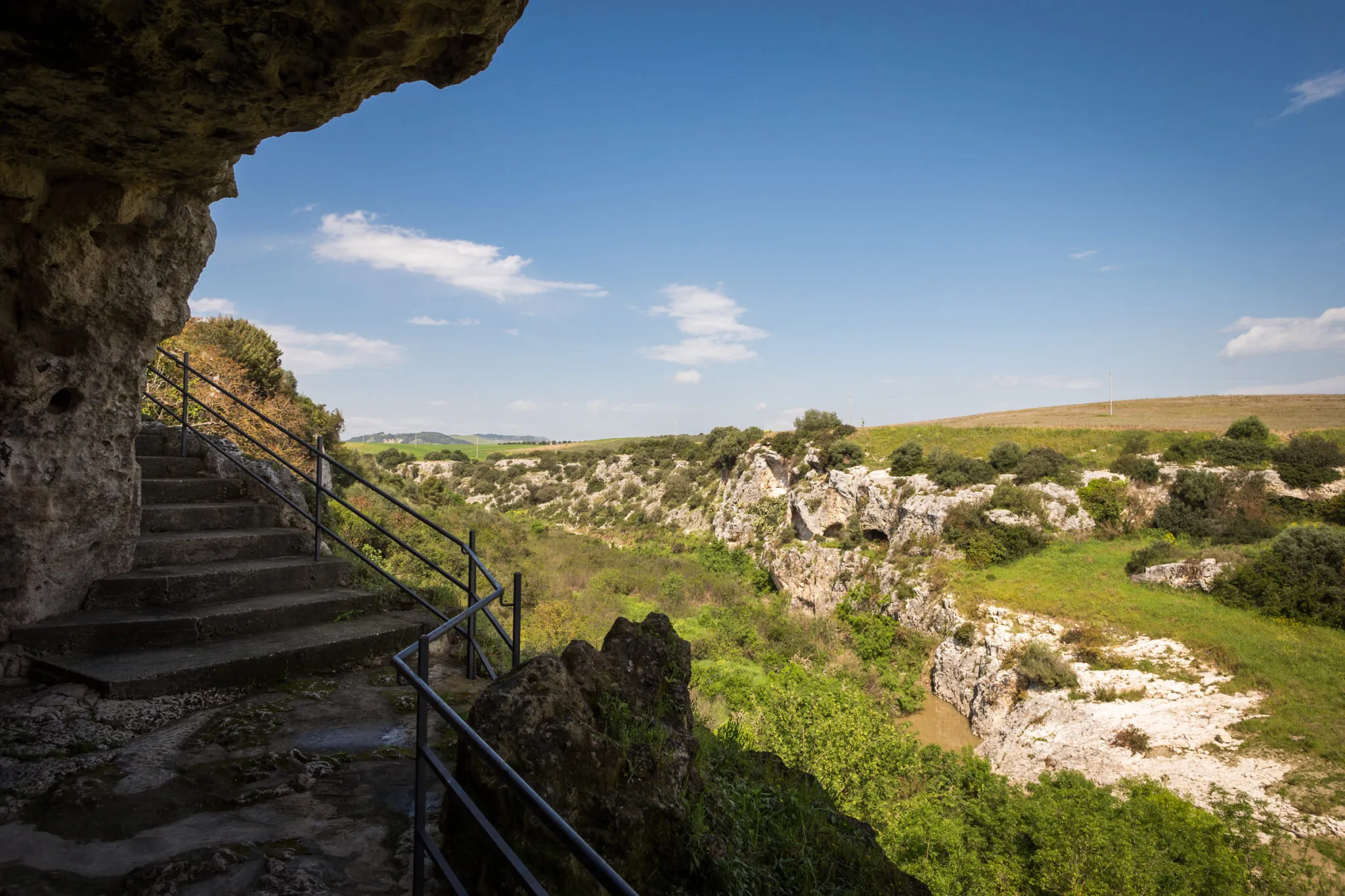 Ancient cave dwellings on a hillside