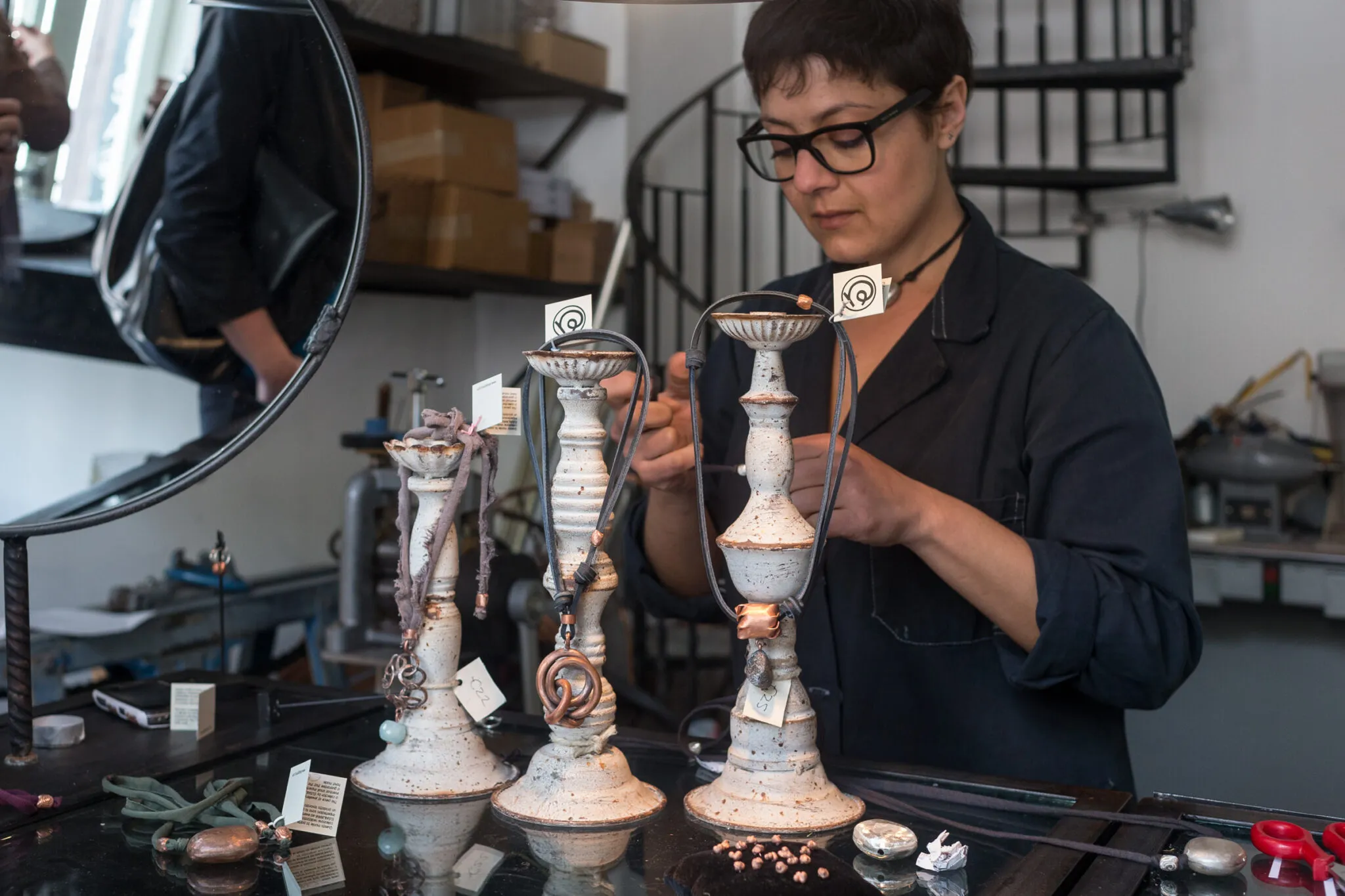 A woman shops for crafts in Matera