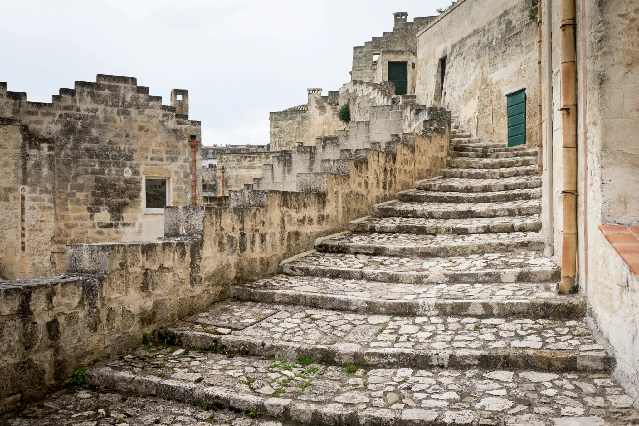 Stone steps and stone walls in Matera