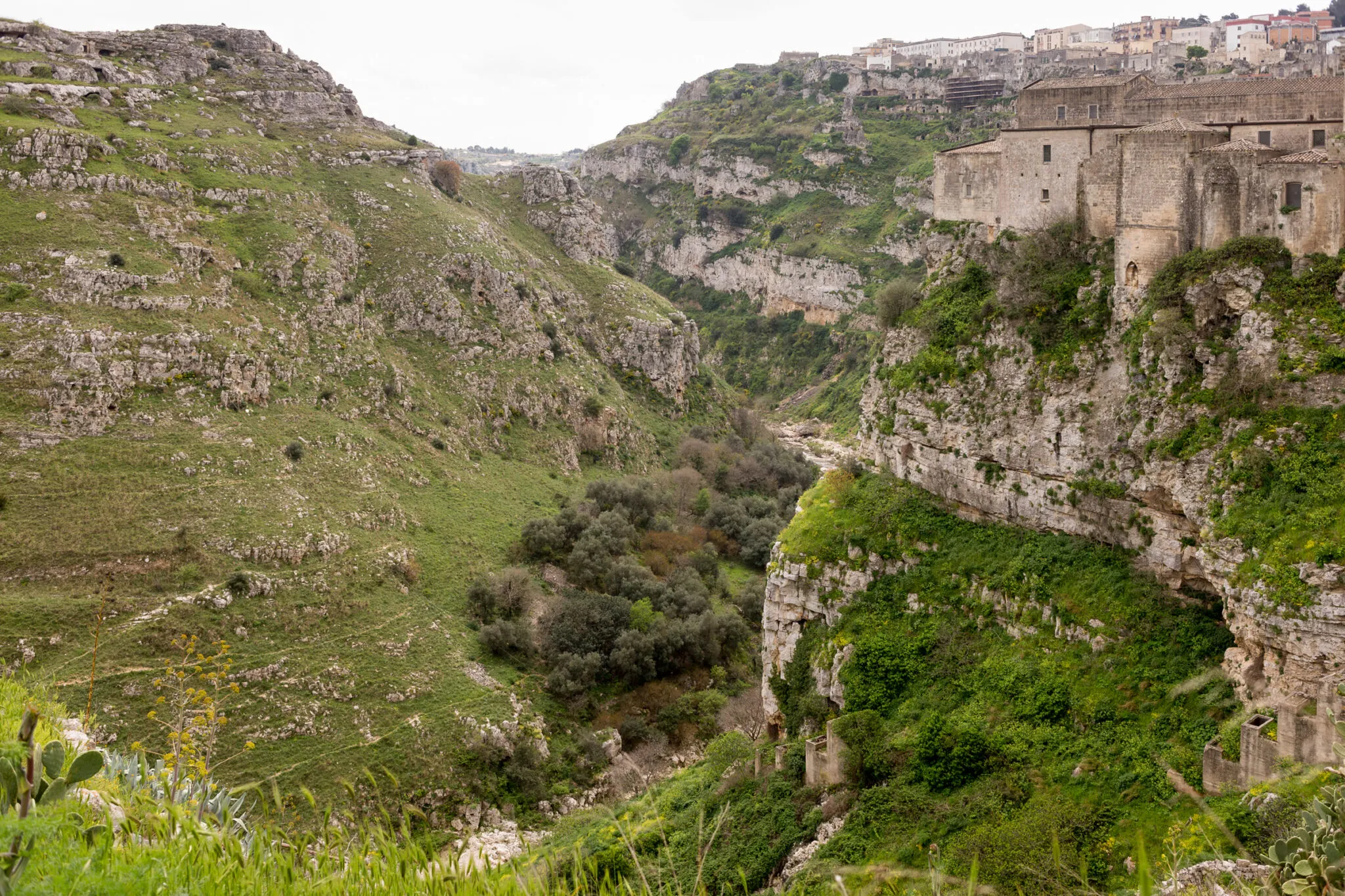 Hills with buildings, stones and ruins