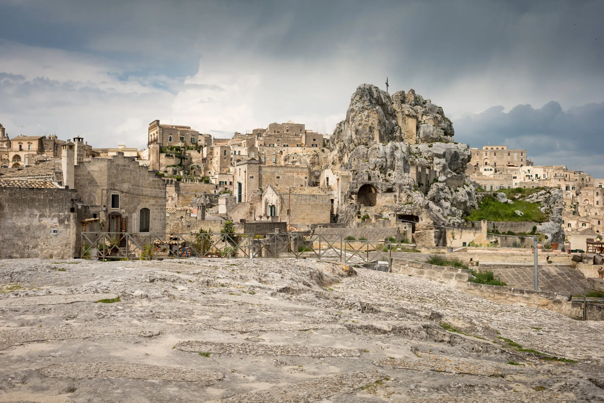 Ruins mix with modern buildings in Matera