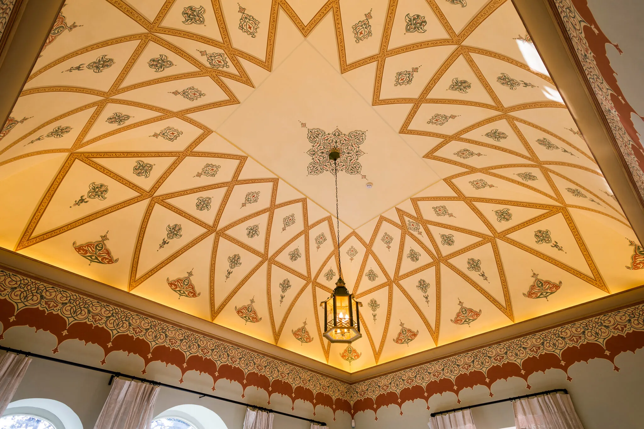 Painted, domed ceiling in suite nine