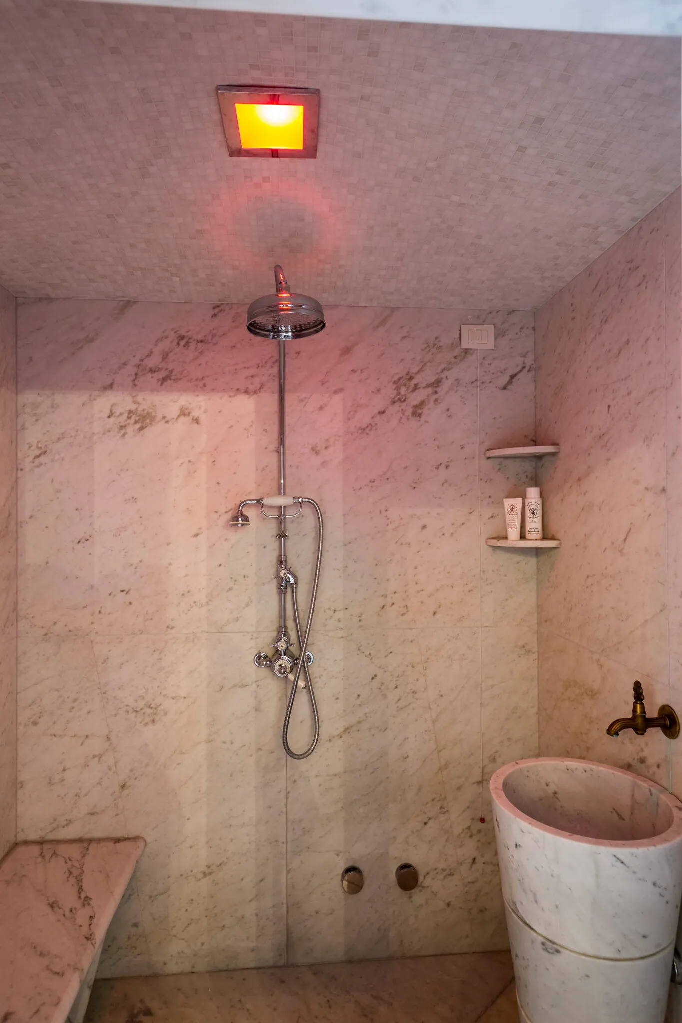 stone walled shower