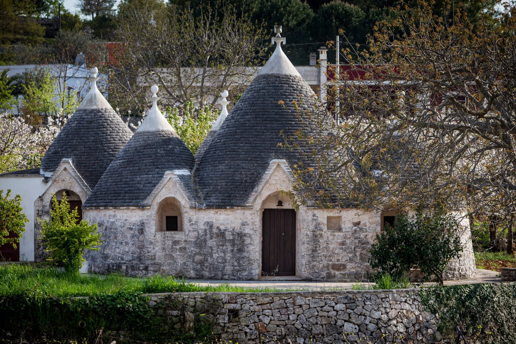 Home with conical roof