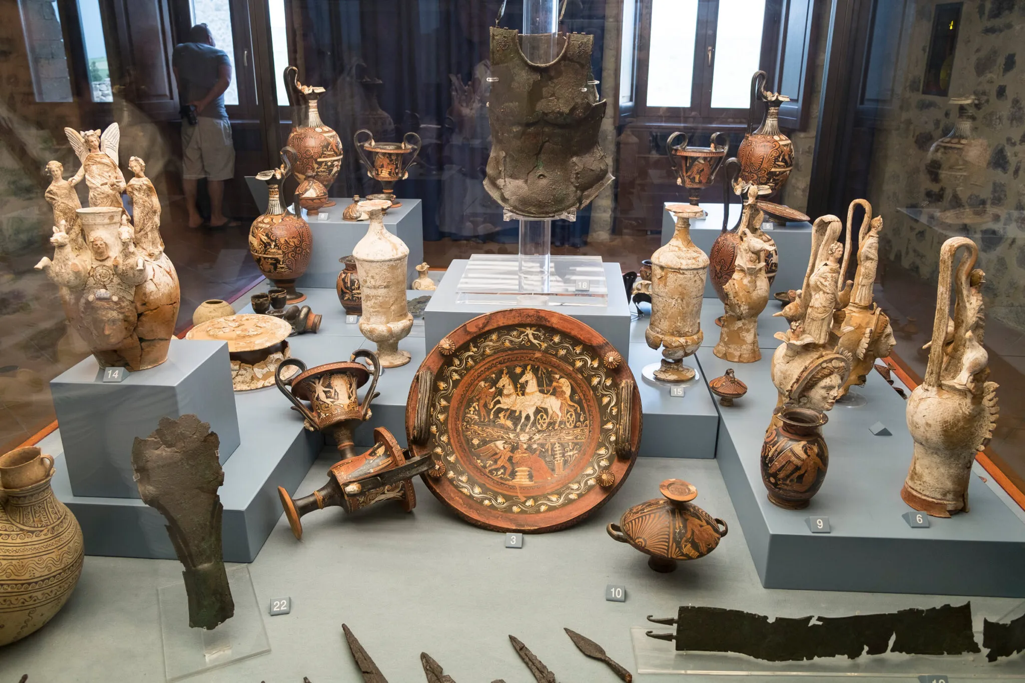 Ancient artifacts in a museum