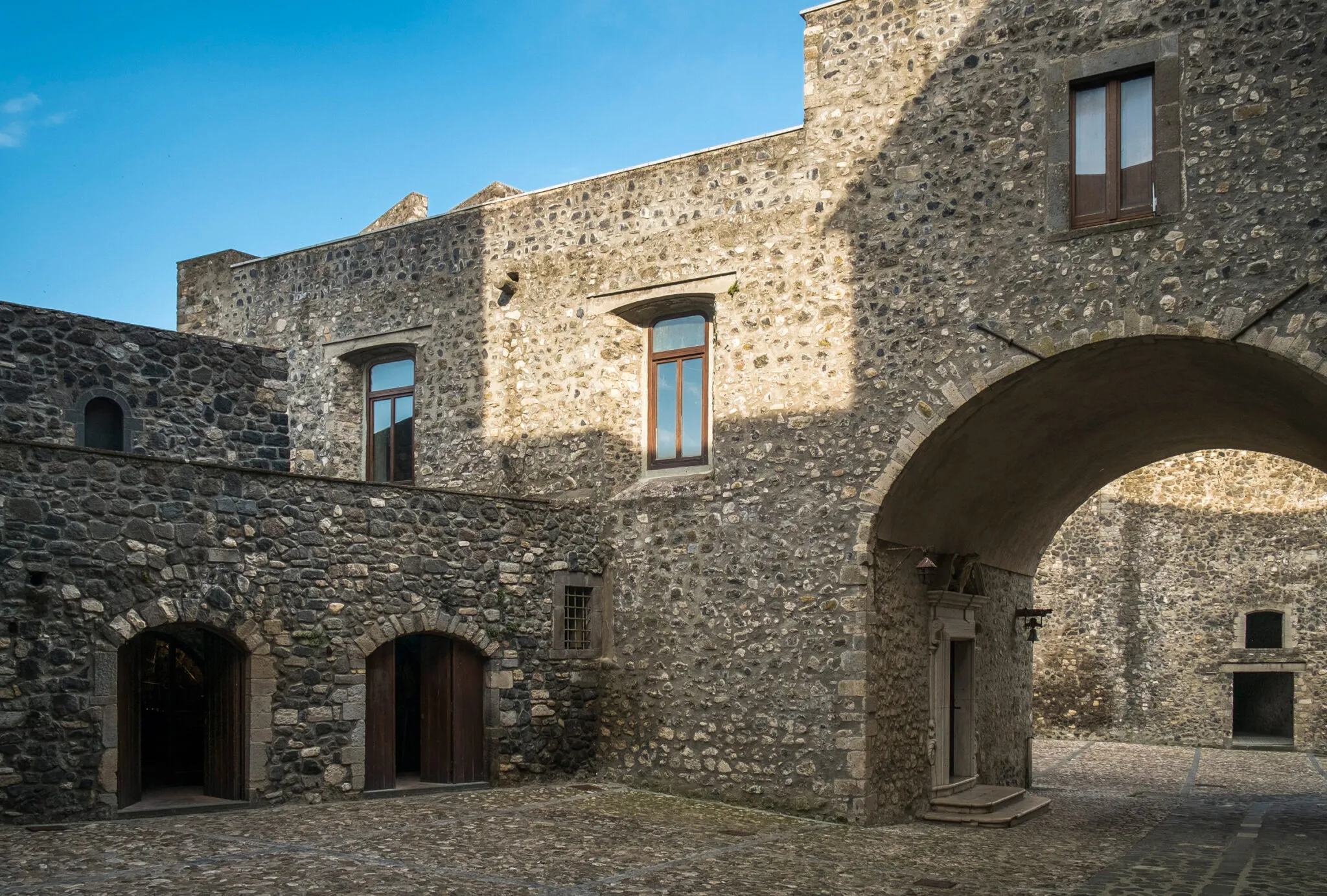 Stone buildings with archways