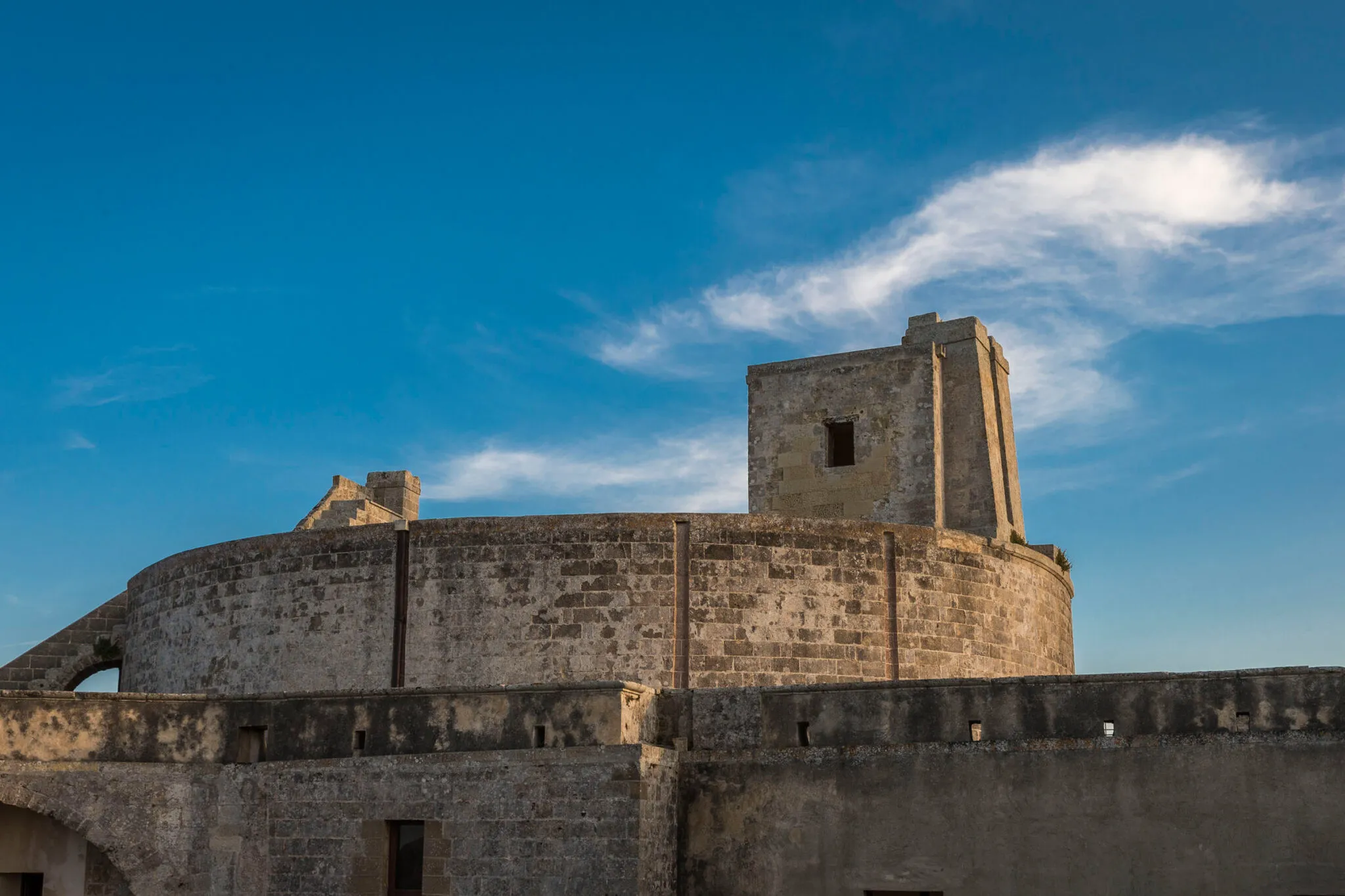 A rounded stone fortress