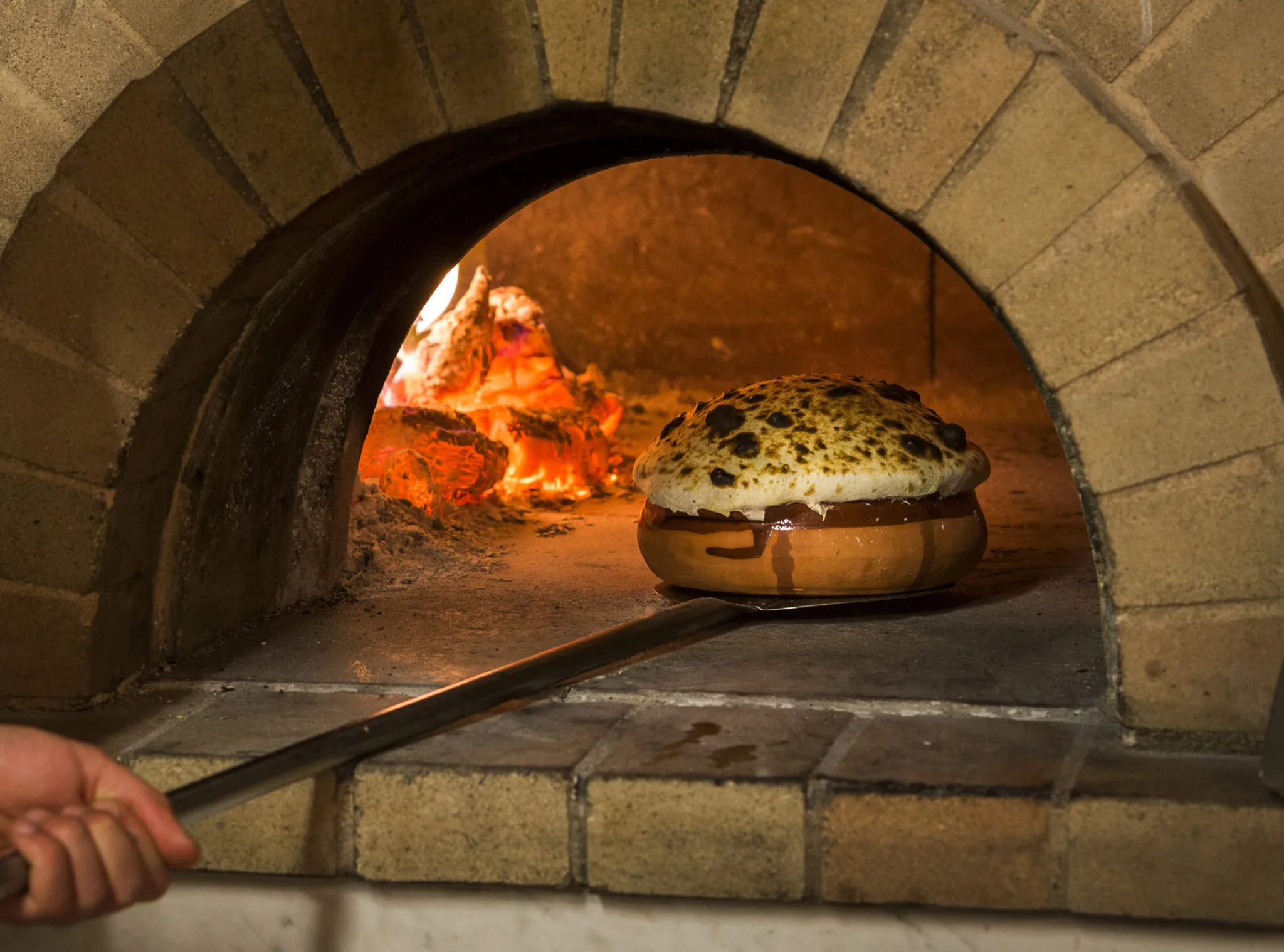 Cooking in a brick oven