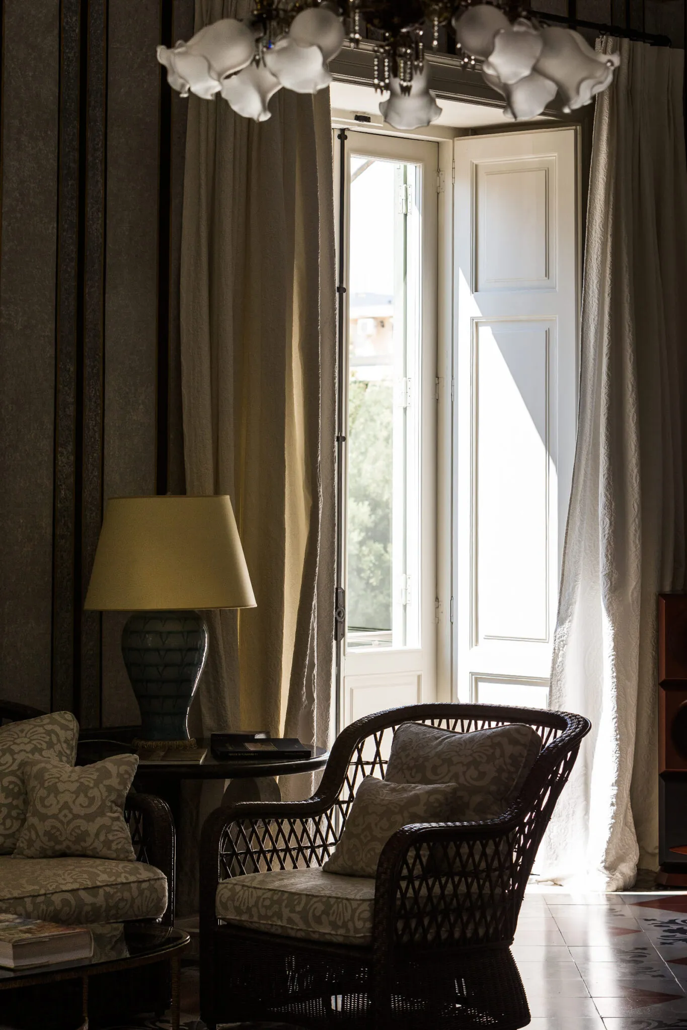 Wicker chairs in the salon