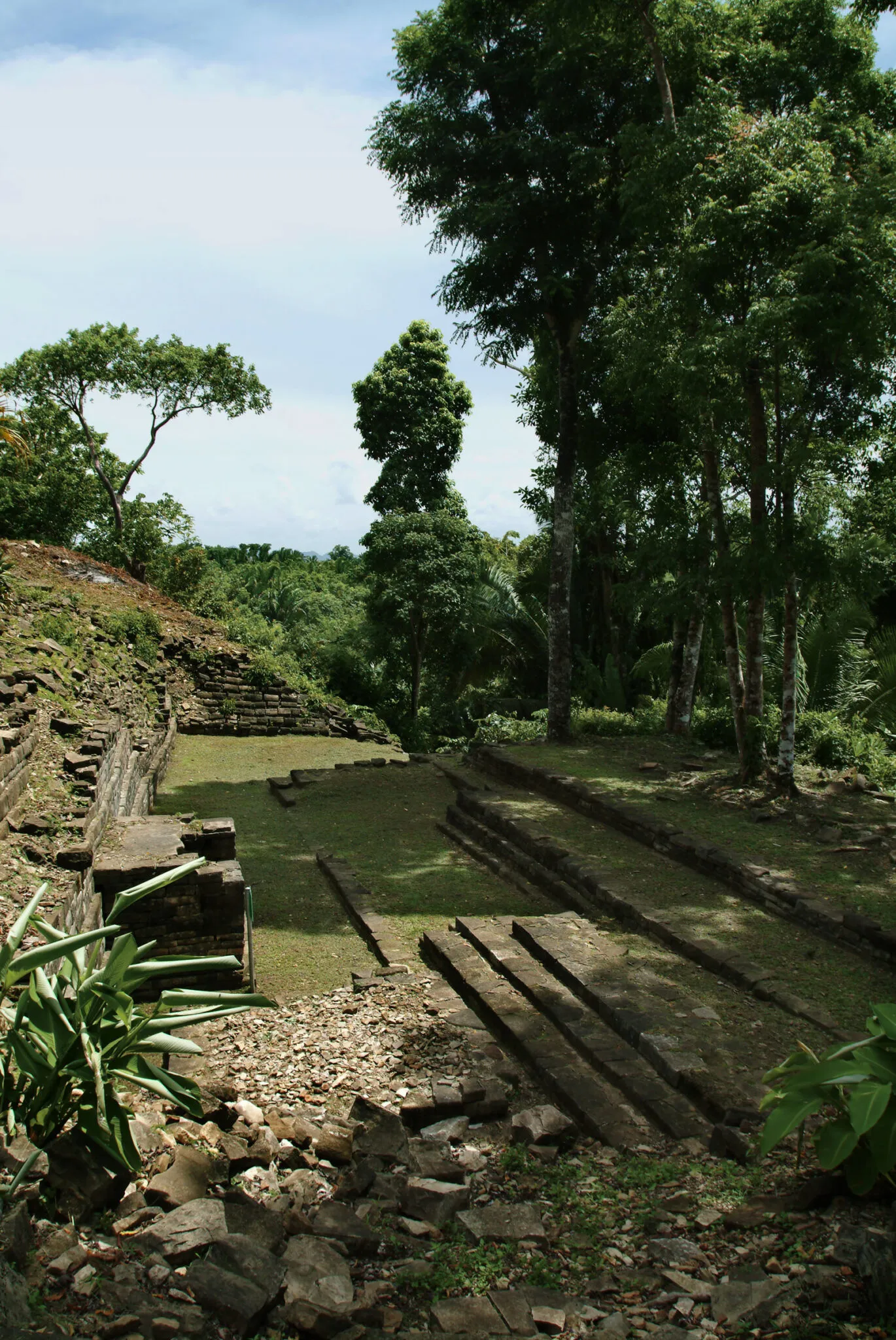 A view of the stone Mayan ruins