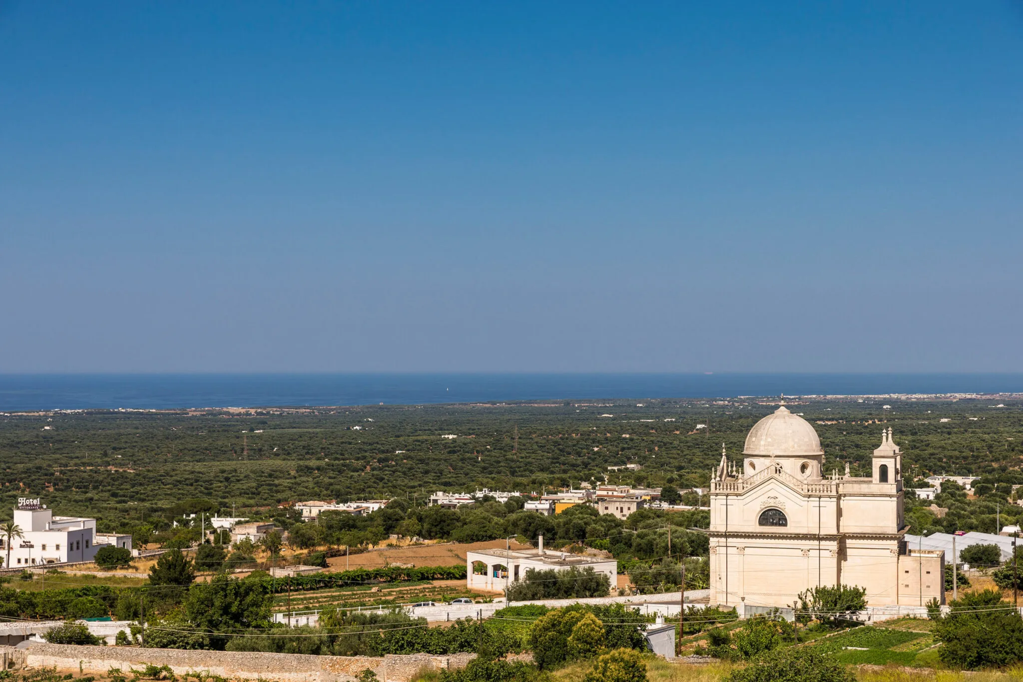 View of a church and the countryside from Ostuni