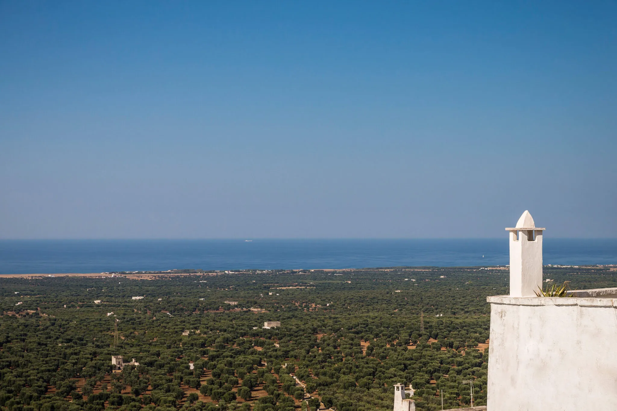 The countryside and ocean seen from Ostuni