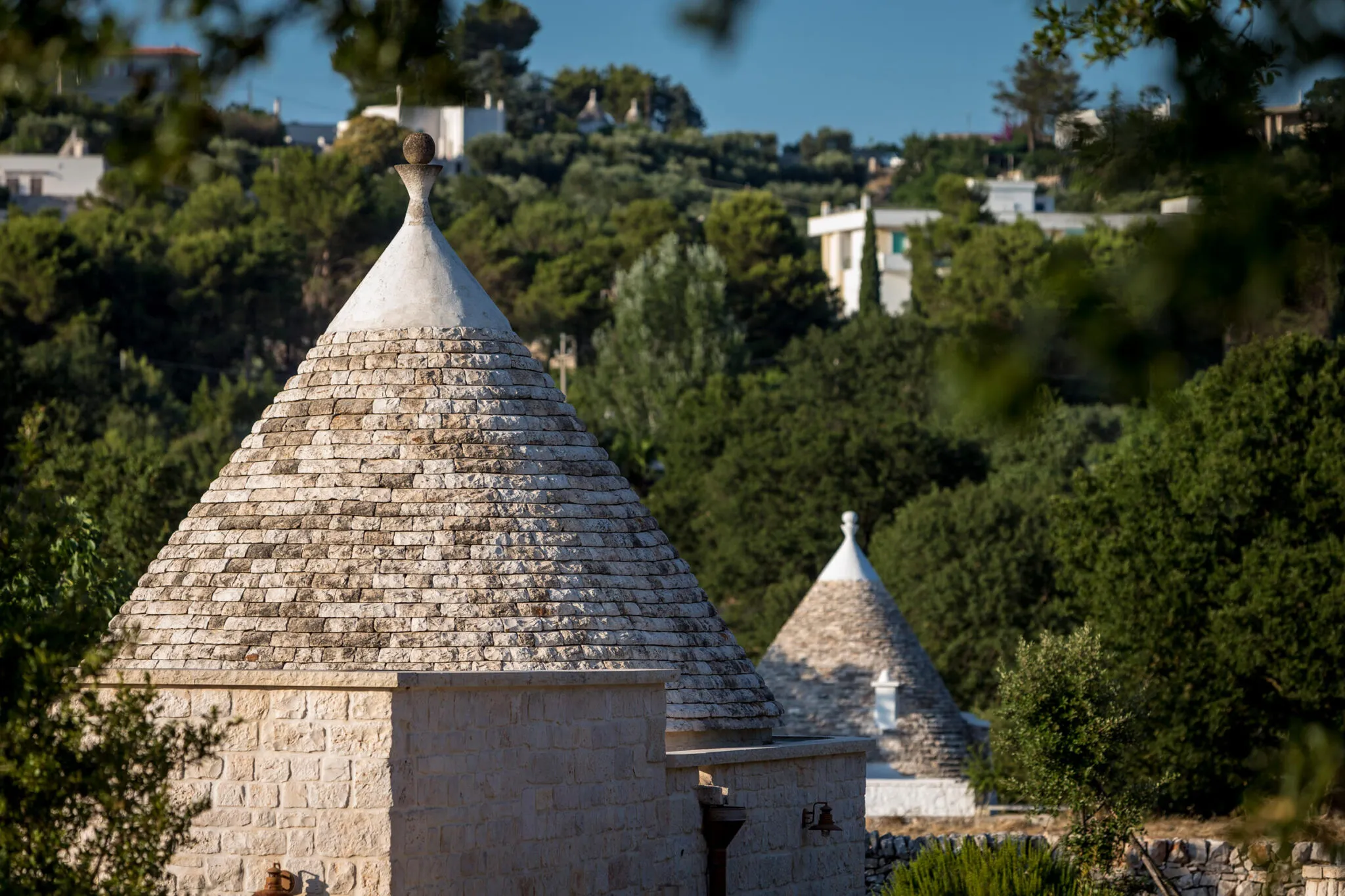 Closeup of conical roofs